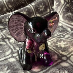 Purple Glass Elephant Figurine